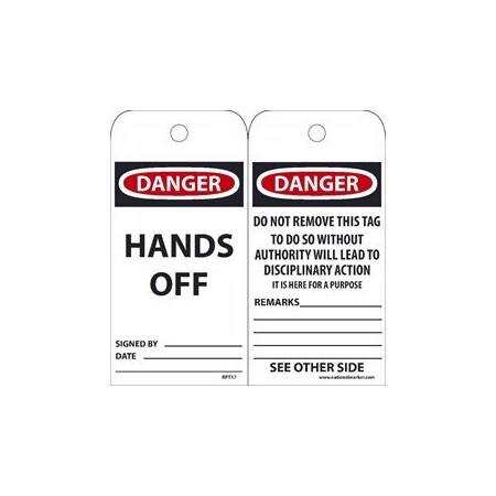 Nmc TAGS, DANGER HANDS OFF, 6X3,  RPT17G